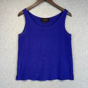Classiques For Nordstrom Top Womens Size Medium Petite Royal Blue 100% Silk Tank